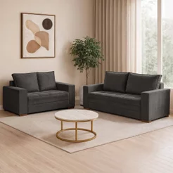 Conjunto de Sofá 5 Lugares Suede Urban 334cm Yescasa Cinza Suede Cinza