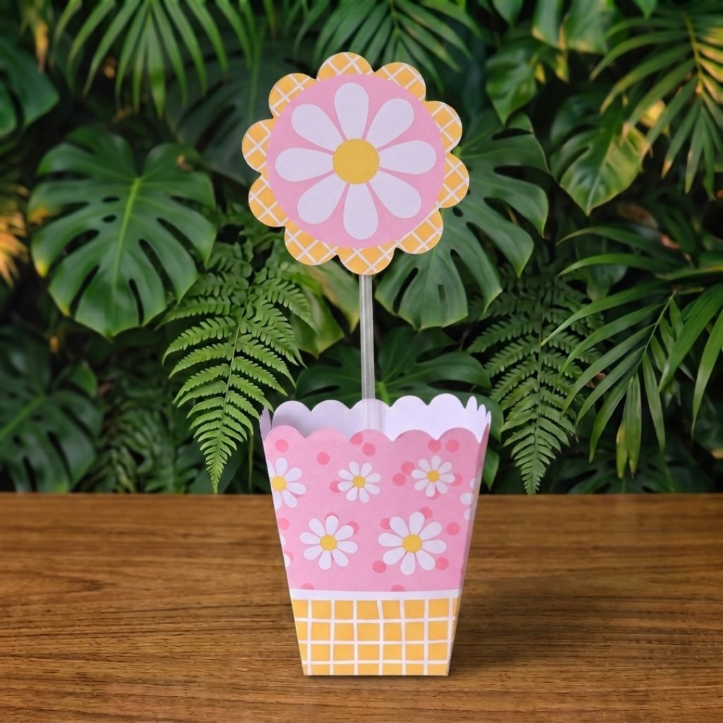 Centros de mesa MARGARIDAS ROSA lembrancinhas personalizadas mimos para aniversario infantil decoração mimos