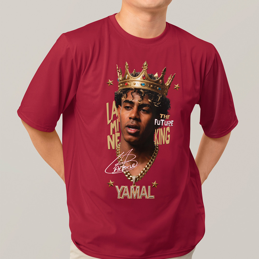 Camiseta Masculina Lamine Yamal King Futebol Blusa Com Assinatura Camiseta Algodão Premium