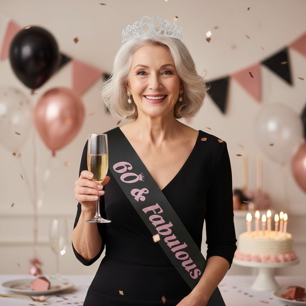 Conjunto De Faixa De Aniversário Brilhante Com Coroa Numérica-Comemoração De Festa Para Crianças De 30 A 60 Anos