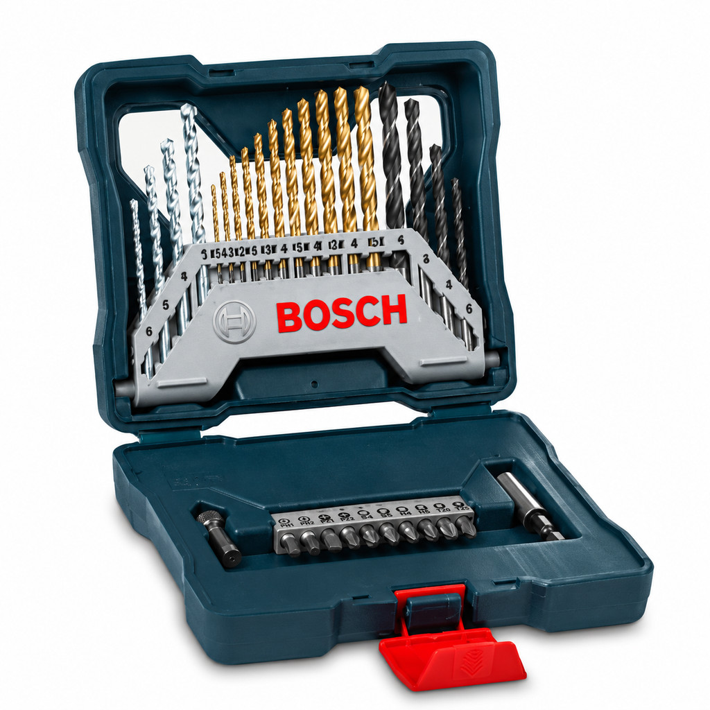 Kit de Brocas e Bits Bosch X-Line 30 Peças em Titânio para Concreto Madeira e Me