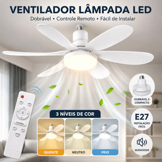 Ventilador de Teto 60w Luz Led 3 Tipos de Luz C/ Controle Remoto Ventilador C/ 6 Hélices Bivolt
