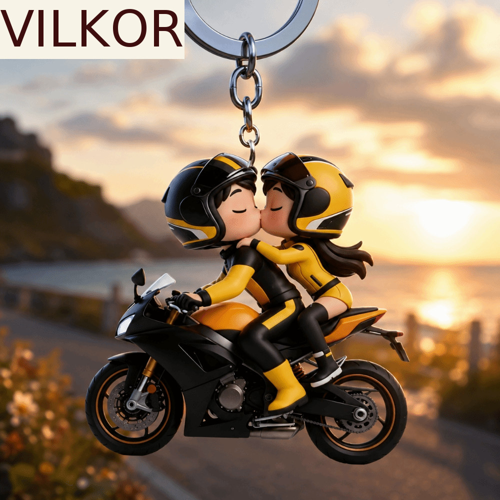 Chaveiro De Motocicleta VILKOR , Casal De Decoração Acrílica , Mini Design Engraçado , Bolsa Plana 2D , Pingente De Susp