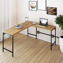 Escrivaninha Mesa Escritório em L Estilo Active 150cm Industrial Yescasa Preto Preto/Lamina Mel