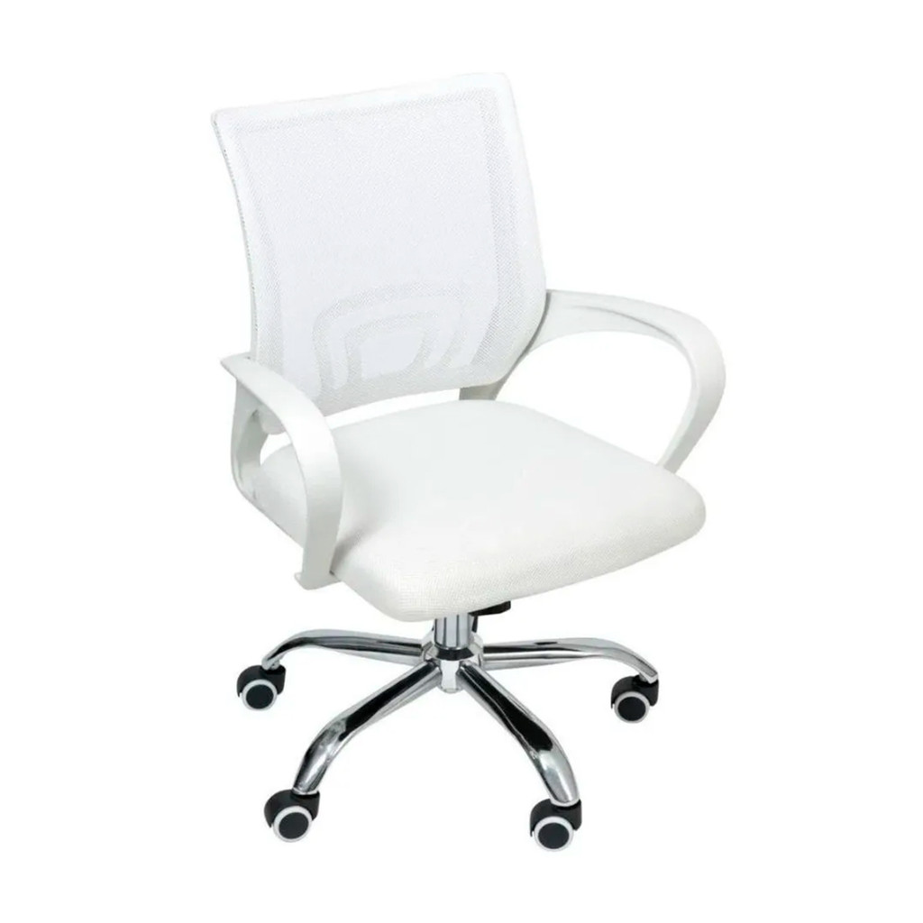 Cadeira de Escritório Begônia Ergonômica Tela Mesh Apoio Lombar Ajuste de Altura Giratória 120kg Branca