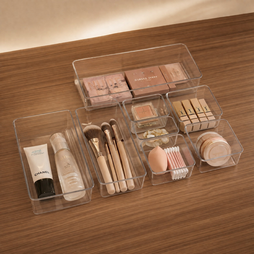 Kit 7 Potes Herméticos Cristal Organizador de Mantimentos com Tampa Plástico Transparente para Cozinha