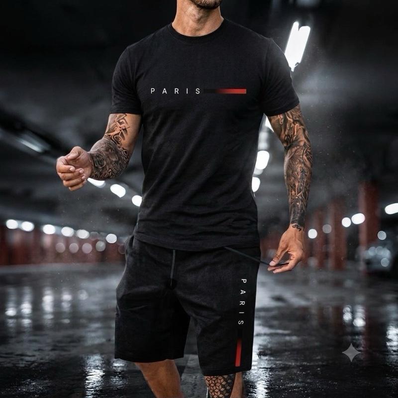 Conjunto Bermuda Moletom e Camiseta Algodão Kit 2 Peças Lançamento Confortável e de Ótima Qualidade