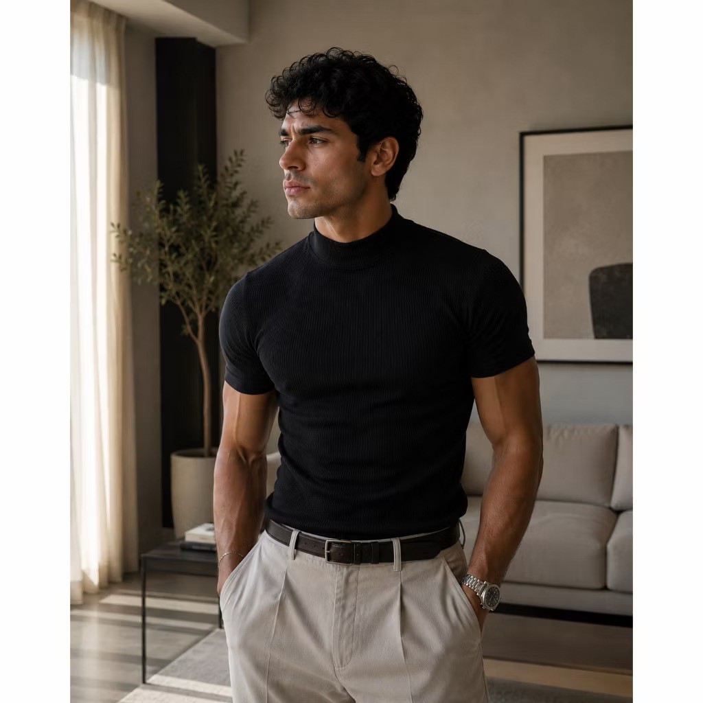 Camiseta Slim Gola Alta Old Money