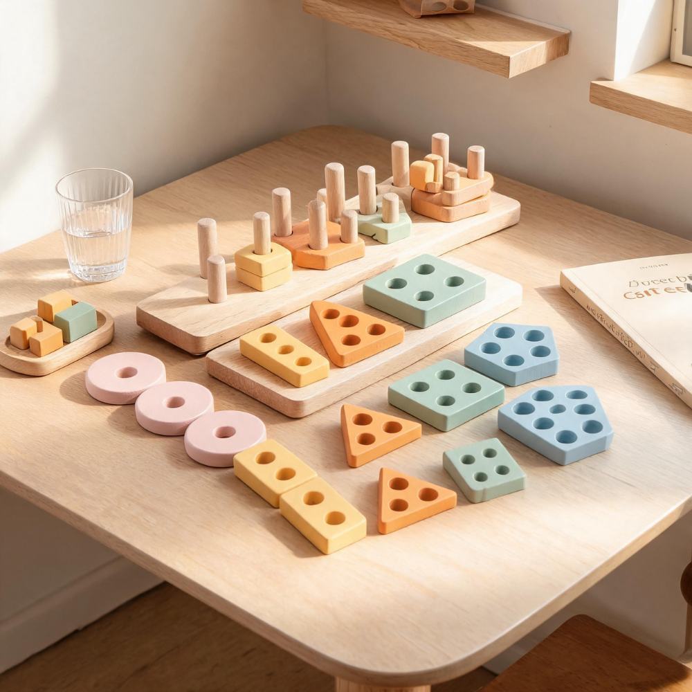 Brinquedo Educativo de Madeira Encaixe Formas Geométricas Montessori Coordenação Motora Infantil menino menina