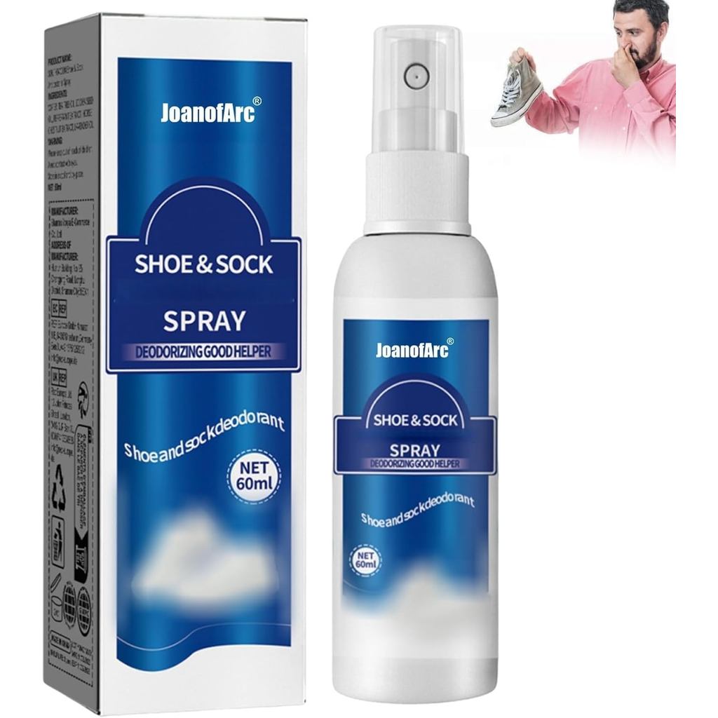 Spray Desodorizante para Sapatos, Spray Desodorizante para Pés e Sapatos, 2 fl.oz Eliminador Instantâneo de Odor para Sa