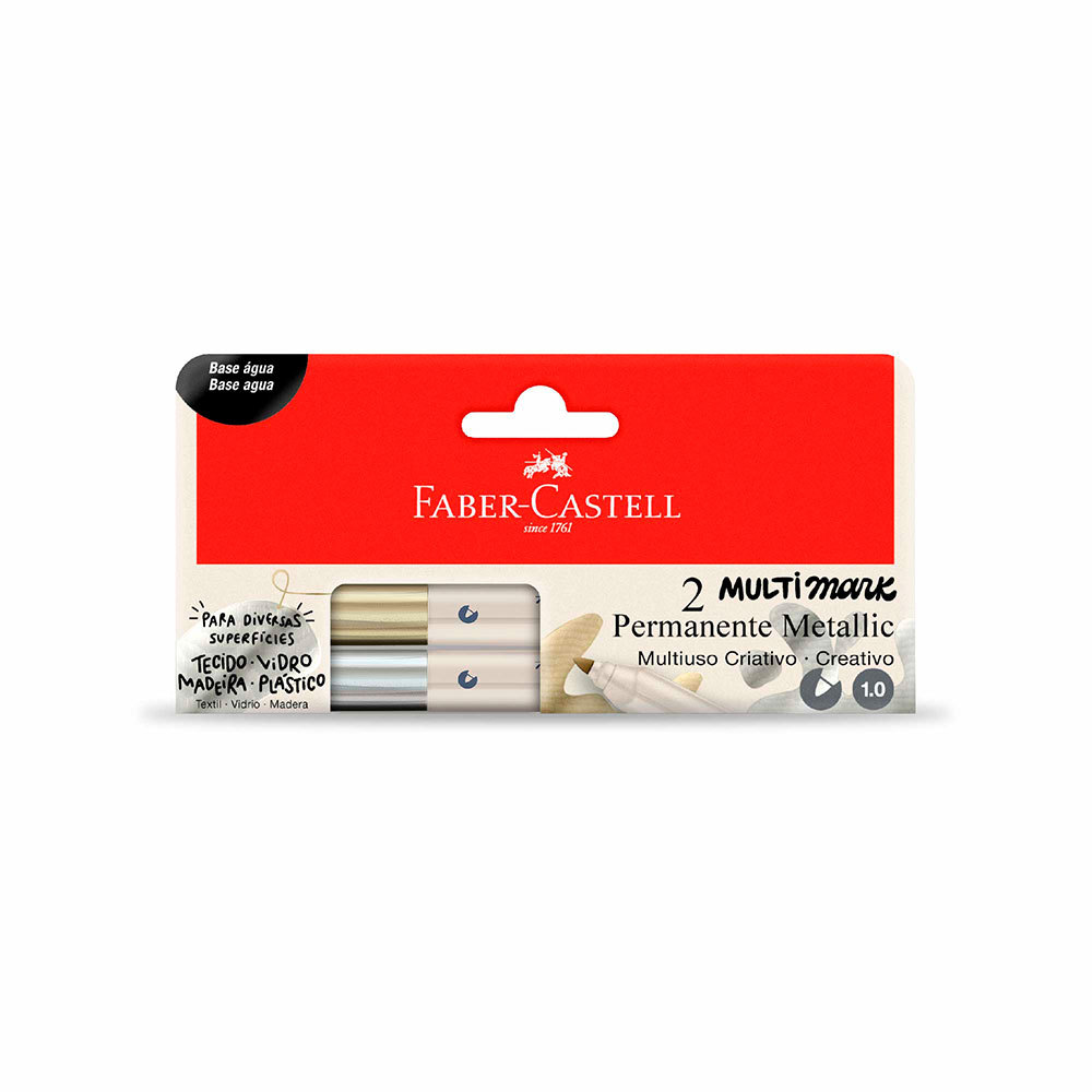 Pincel marcador multisuperfícies Multimark 1.0mm Prata e Ouro MM/ES10POZF\357162 Faber-Castell