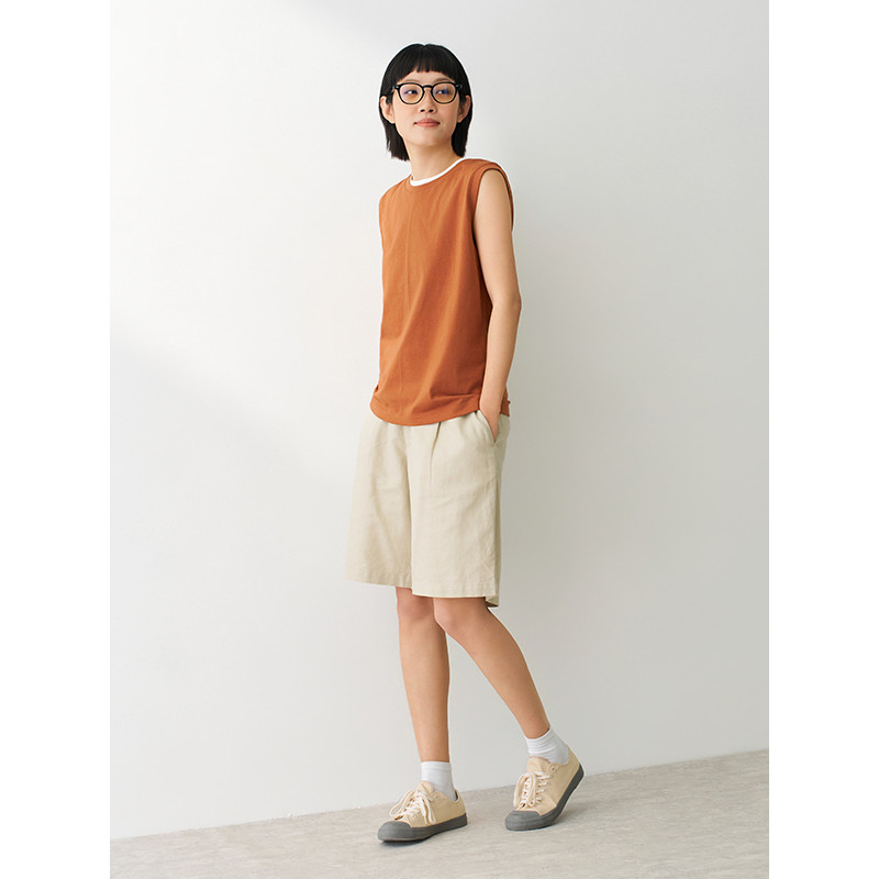 MUJI Camiseta feminina Tianzhu tecido sem mangas com fundo superior feminino 26 roupas femininas de verão