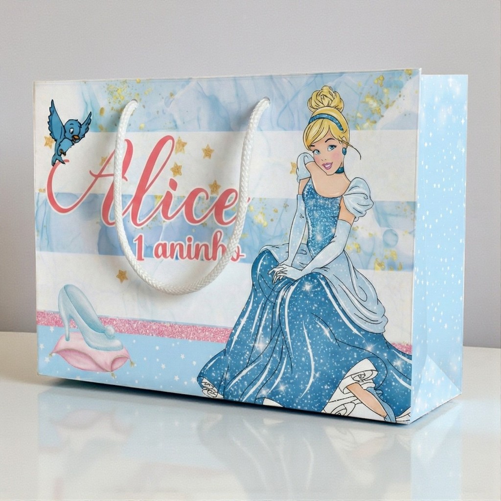 SACOLA CINDERELA  Personalizado | Sacolinha | Lembrancinha | Mimos | Aniversário PRINCESA CINDERELA