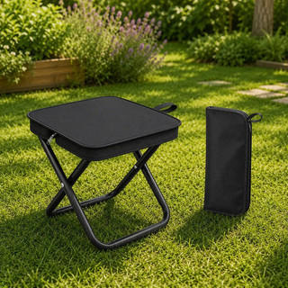 Mini Cadeira Dobrável Portátil Banco Pesca Camping Praia Pesca Resistente Banqueta Marca Usd Preto