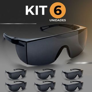 KIT 6 Óculos de Proteção Segurança Fumê EPI Anti Impacto Para Trabalho Construção Civil Oficina Marcenaria Industria