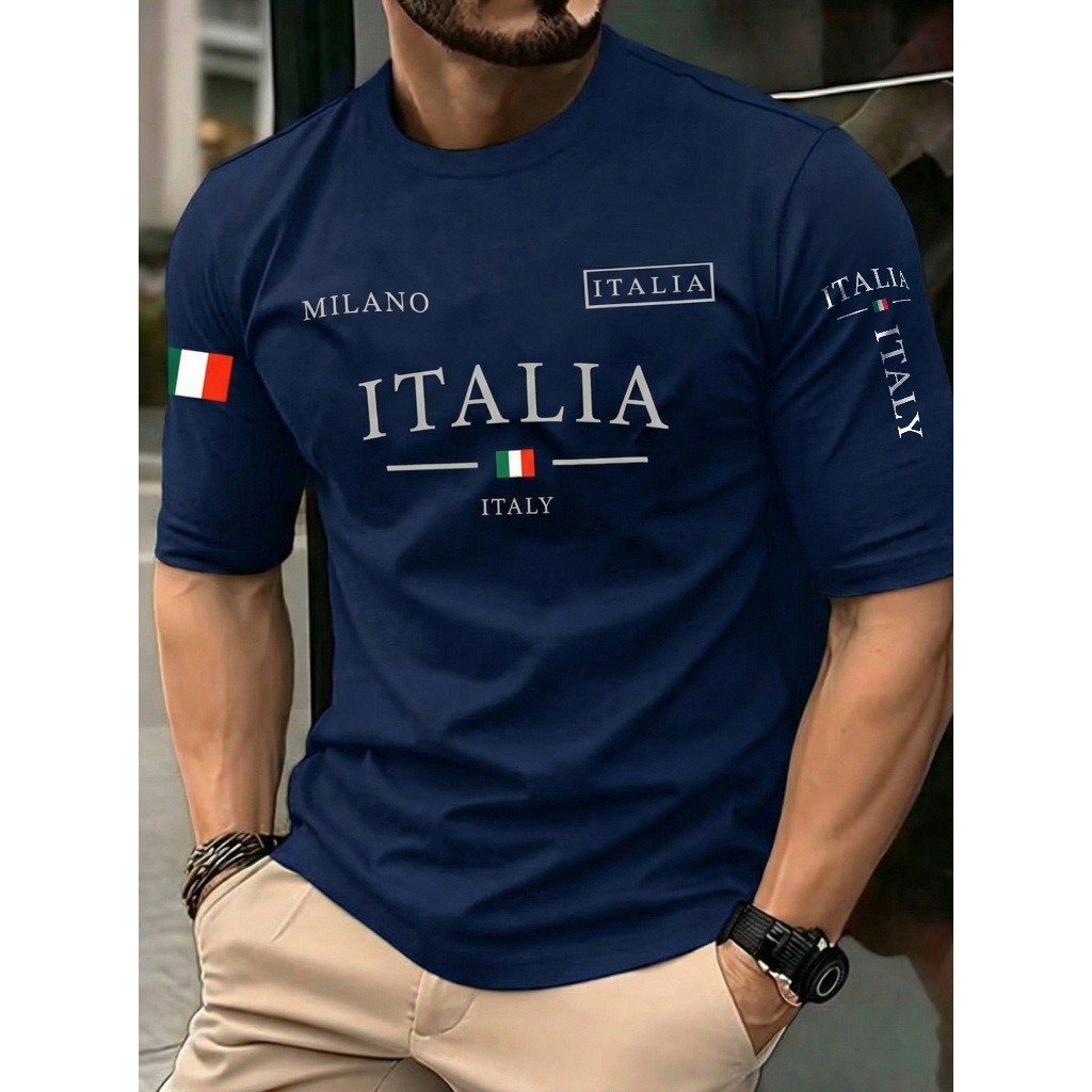Camiseta Masculina Milano Italia 100% Algodão T-Shirt Estampada Casual Premium