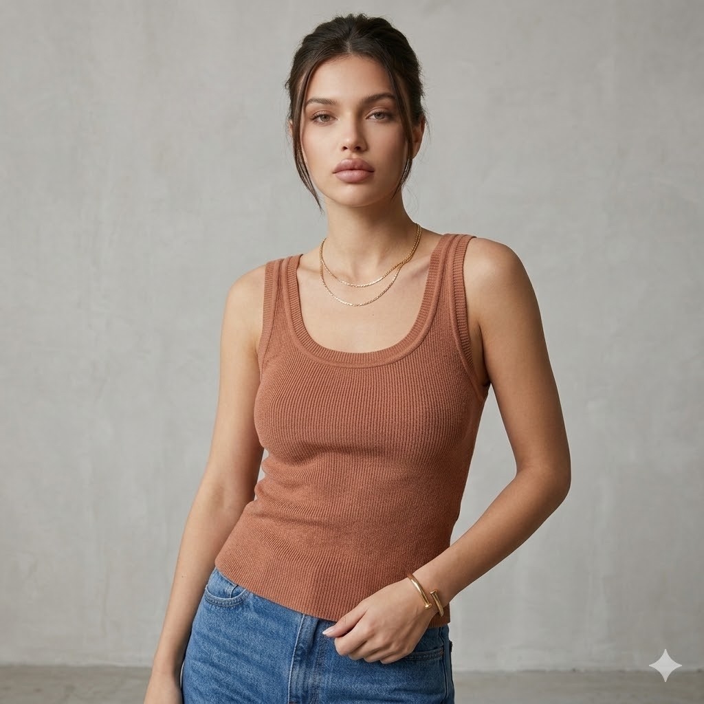 Regata Canelada Tricot Modal Blusa Feminina Estilosa Roupa Feminina Elegante | P M G | Panni Tricot