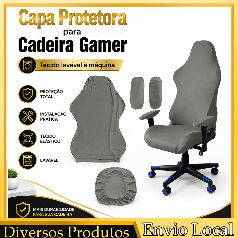 Revestimento Cinza para Cadeira Gamer, Proteção Prática contra Respingos, Garras e Pelos em Sala Gamer e Escritório