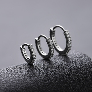 | 【cartelas de brincos feminino】 | kit brinco aço inoxidável ➳Brincos de argola lisos de diamante completo masculino Ruf