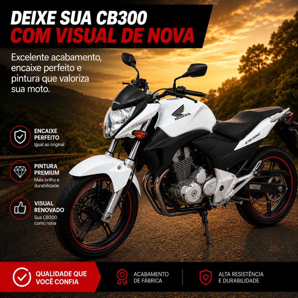 Paralama Dianteiro Honda Cb 300 Cb 300R 2009 Á 2015 Branco Pro Tork — imagem 2 de 2