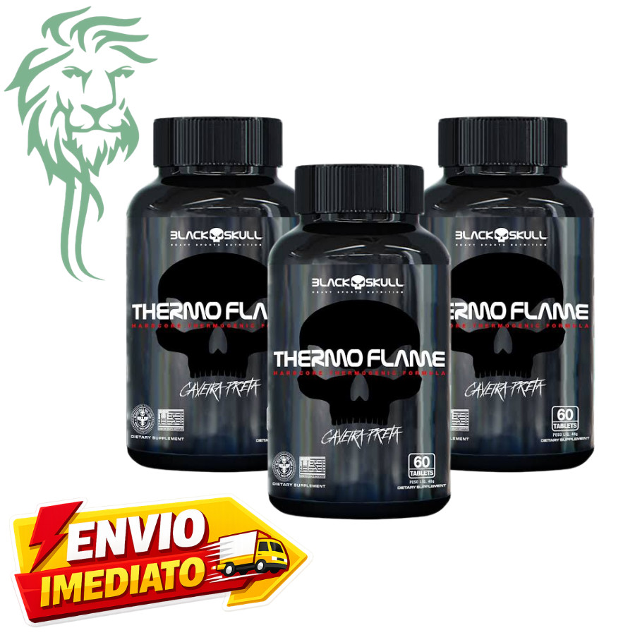 KIT C/3 Thermo Flame - 60 Tabletes Cada - Black Skull Sabor Natural
