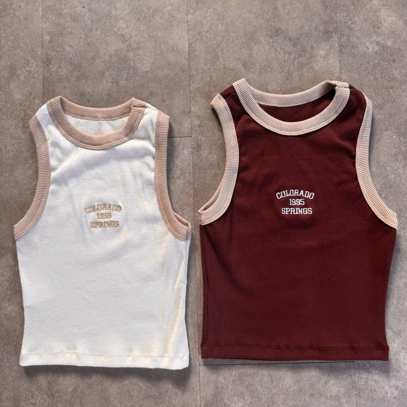Kit 2 Cropped Regata Femina Bordado Canelada Blusinha Croped Baby Tee Camisetinha Feminino Canelado Cand Color Regatinha