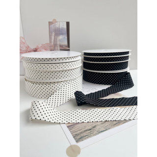 Yaqi pano enrugado fita de bolinhas dupla camada preto branco ponto renda decoração fita materiais florais laço DIY