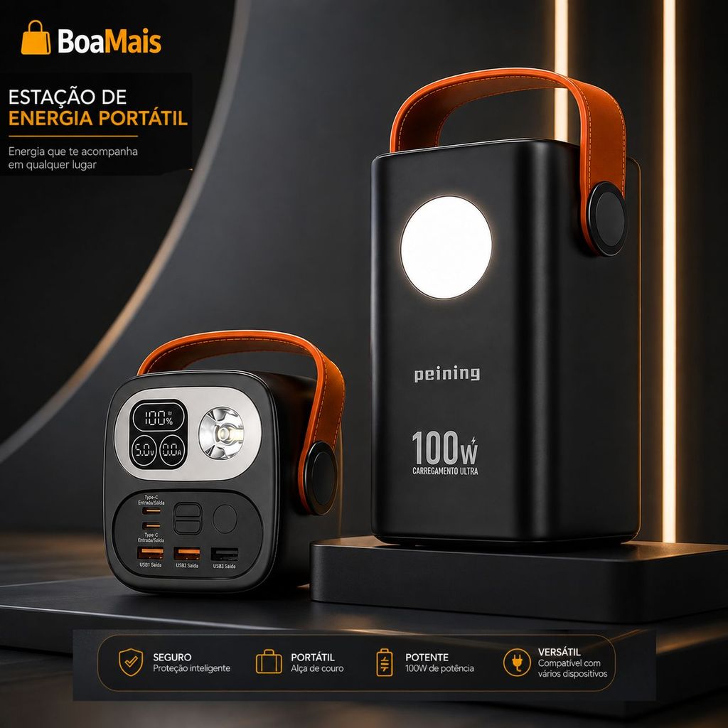Power Bank 60000mah Ultra Potente 100w Com Saída Usb-c Preto