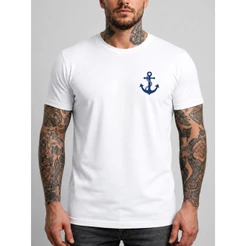 Camiseta Masculina Estampada Ancora Camisa 100% Algodão Básica Moda