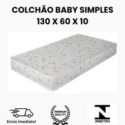 Colchão Baby 1,30 x 60 x 10 Simples Para Berço e Cama Criança Infantil Espuma D18 Premium Macia - Envio Imediato