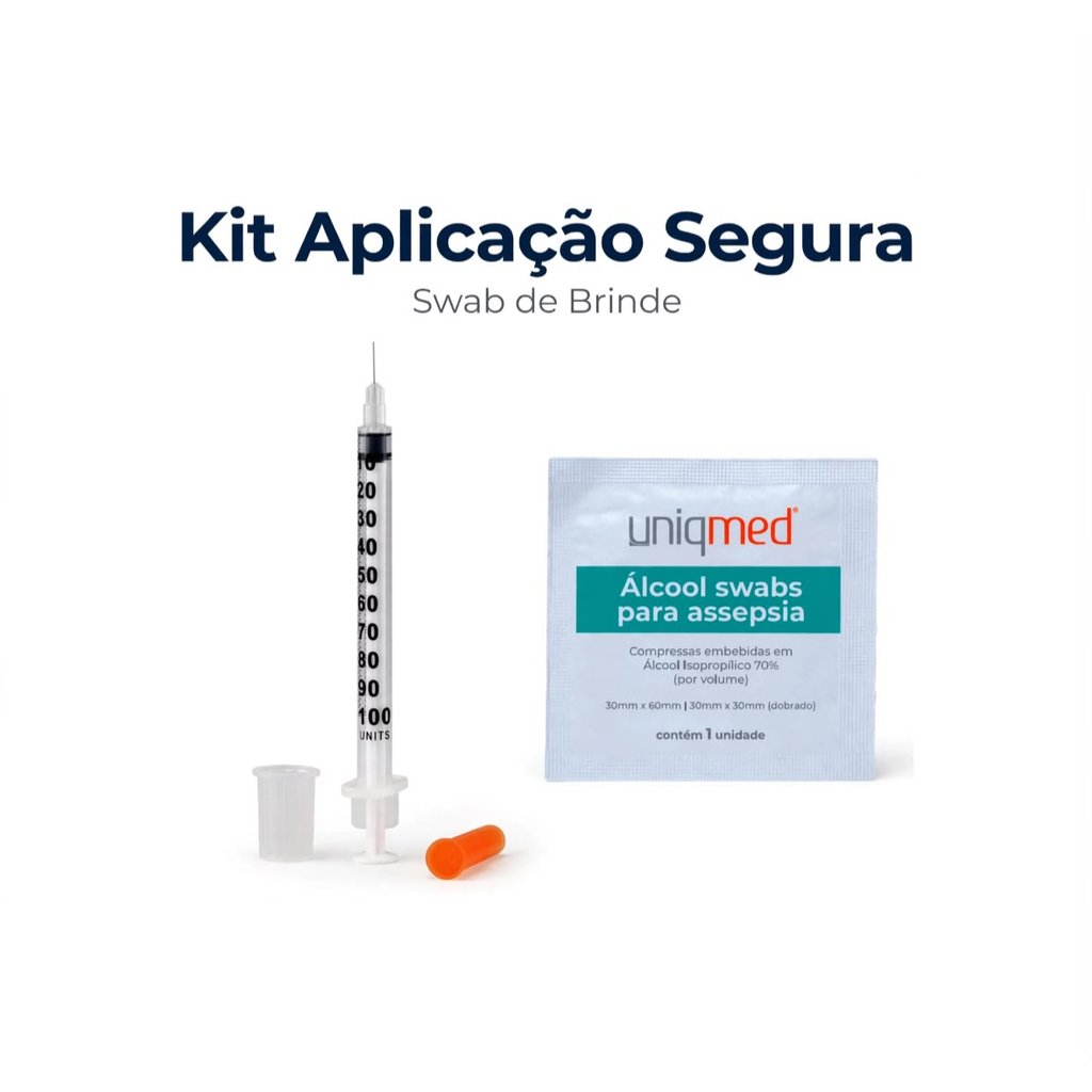 Kit 30 unid Seringa Insulina Medix 1ml Ag. Fixa 12,7x0,33mm.