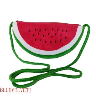 BLUEVELVET1 Bolsa De Melancia De Pelúcia , Crossbody Ajustável De Frutas , Sacola Portátil De Desenho Animado Com Zíper