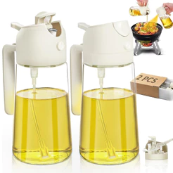 Kit Pulverizador de Óleo 2 em 1 Dispensador de Azeite e Galheteiro para Fritadeira Elétrica 470 ml