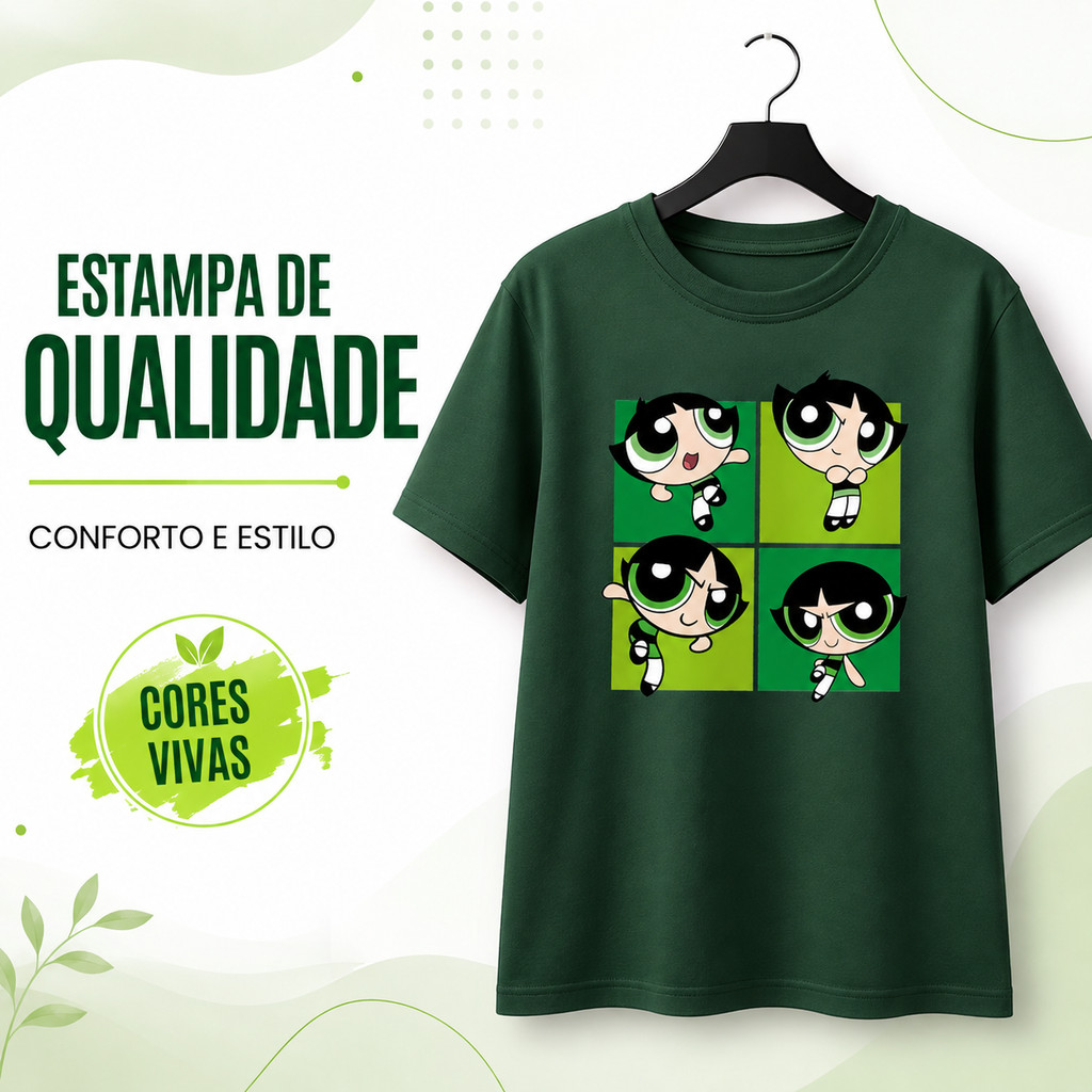 Camiseta Infantil De Algodão Lindinha/Florzinha/Docinho As Meninas SuperPoderosas