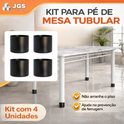 Kit 4 Pé Mesa De Jantar Tubular 7,6cm Ponteira Protetora PRETO 3 Polegadas