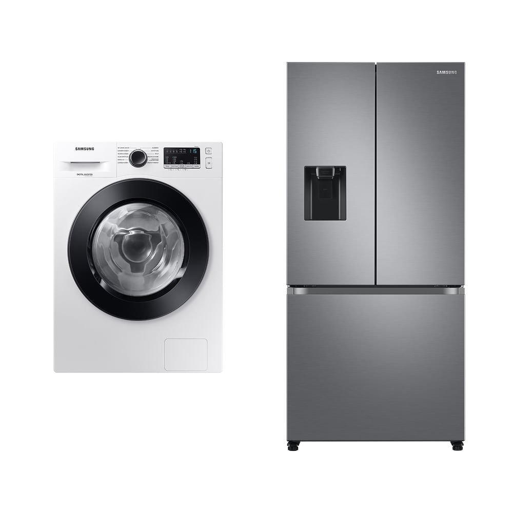 Lava e seca Samsung WD11M 220 + Geladeira Samsung RF49 3 Portas Inox c/ 470L 220