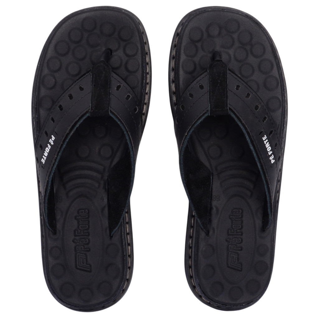 Chinelo Masculino Pé Forte Casual Couro Legítimo Confortável Solado Resistente Antiderrapante