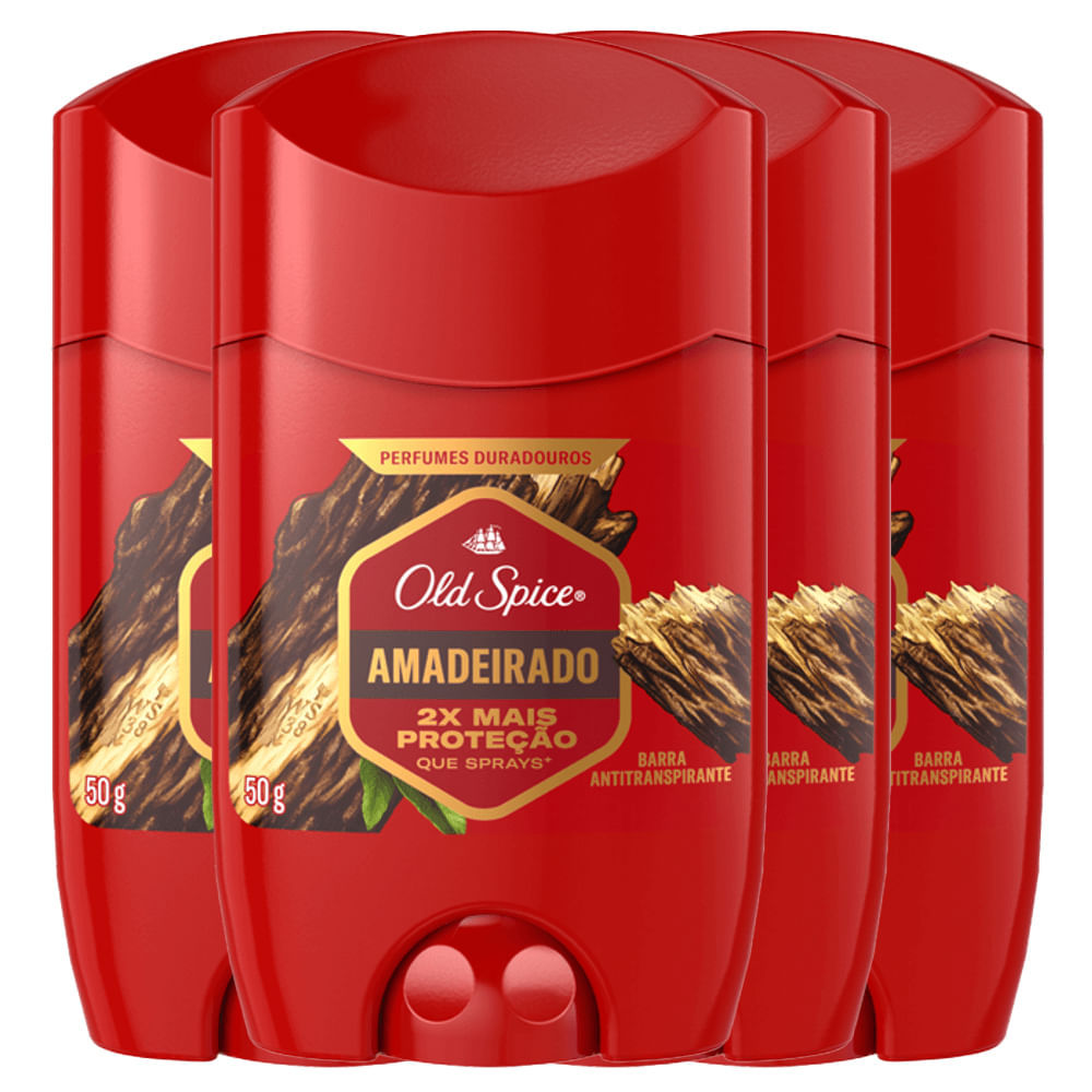 Kit Desodorante Stick Old Spice Amadeirado 50g - 4 Unidades