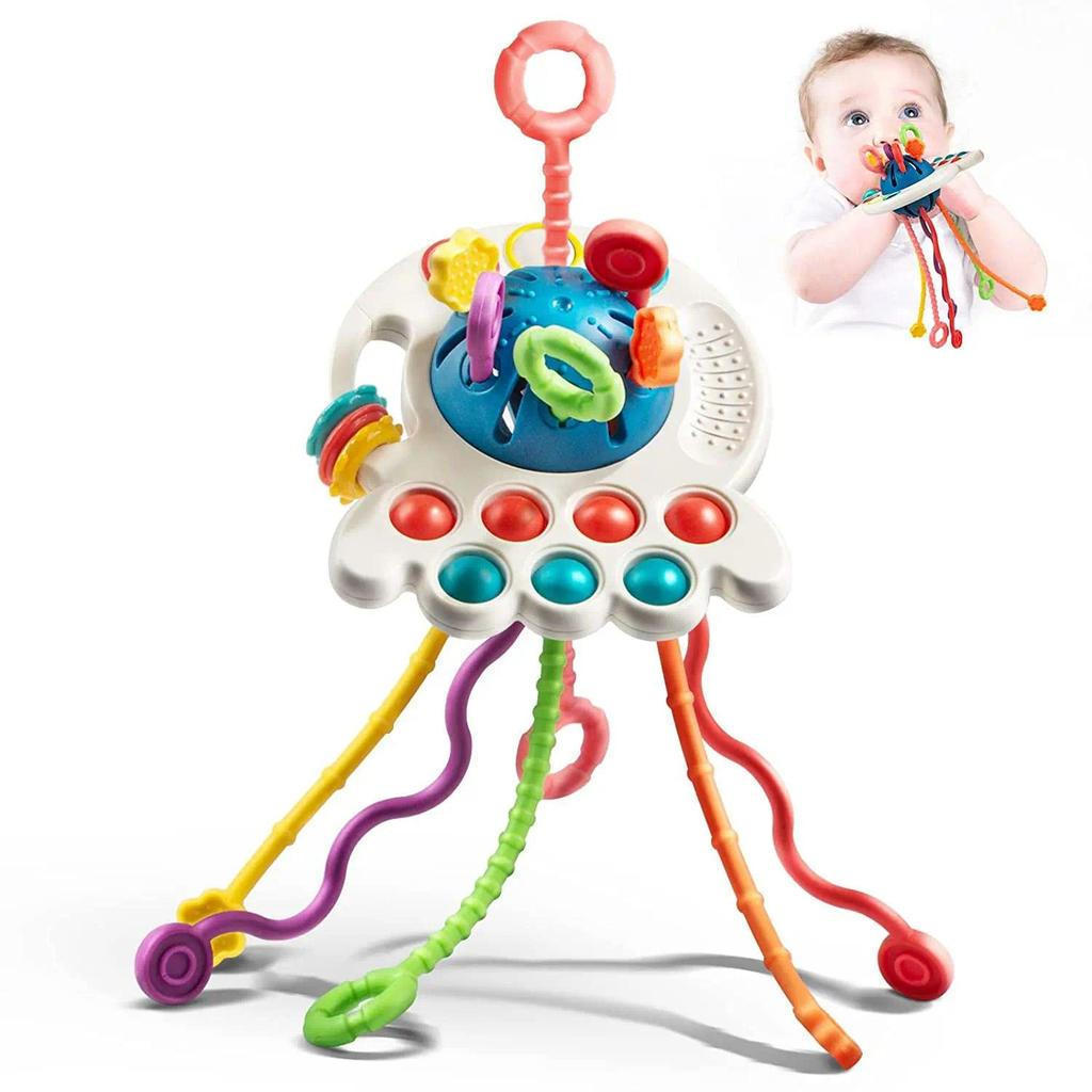 0-12 Meses Desenvolver Dentição Montessori Sensorial Silicone Puxar Corda Brinquedos Educativos Para Bebês