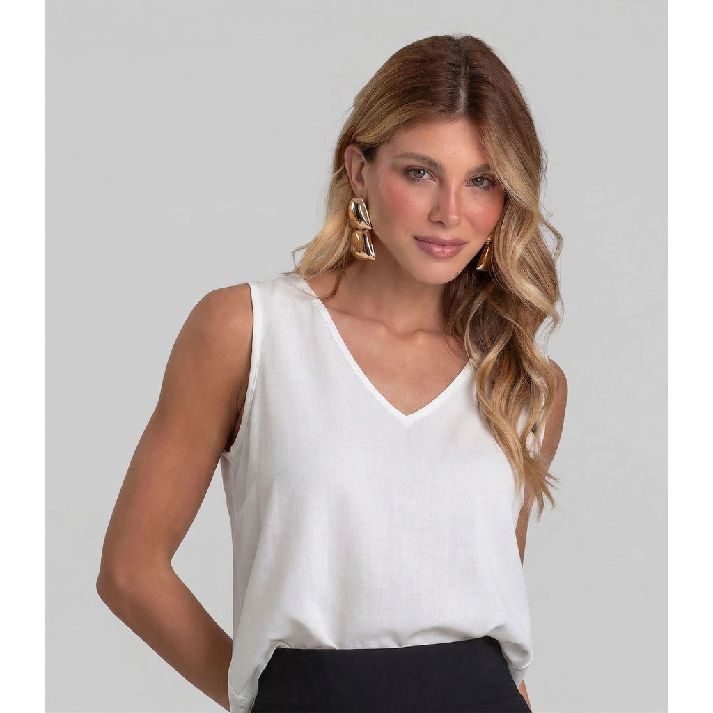 Regata Feminina em Tecido de Viscose Dianna Branco