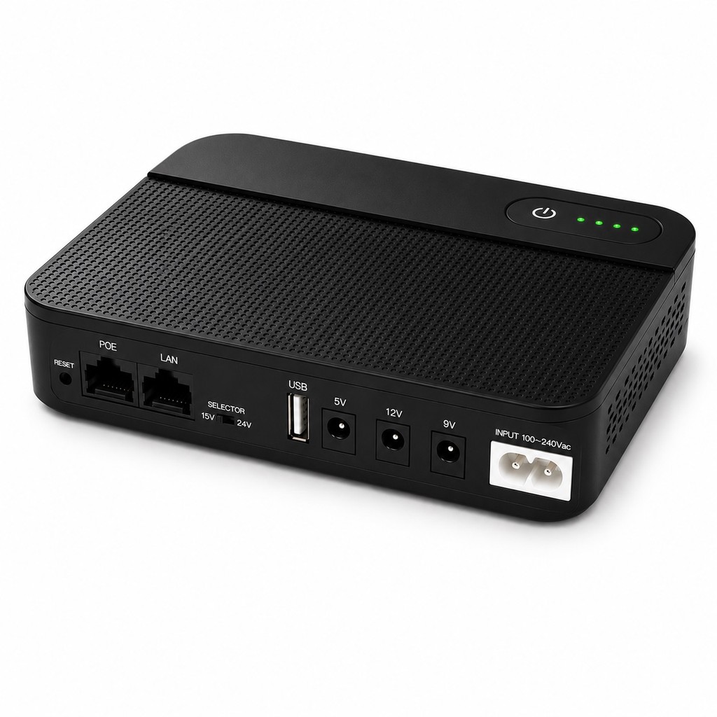 Mini Nobreak DC Knup KP-TC44 10400mAh 18W PoE para Roteador Modem Câmera IP USB
