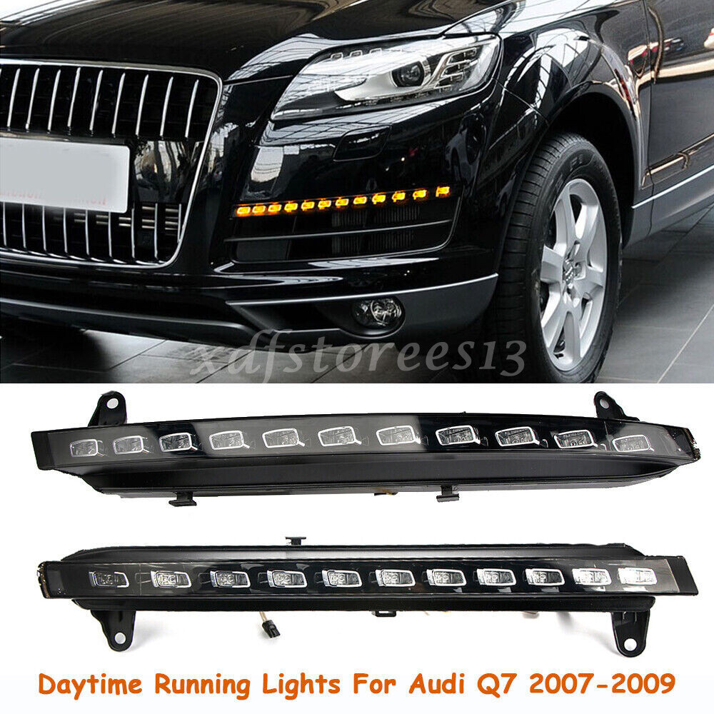 Para Audi Q7 07-09 Luzes Diurnas LED DRL De Nevoeiro Lâmpada Sinal Volta Carro
