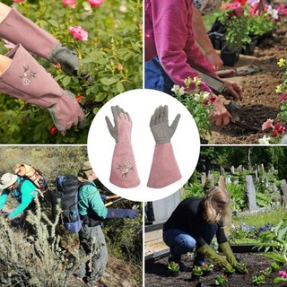 Luvas De Jardinagem De Manga Comprida Com Estampa De Rosa Para Mulheres , Resistente A Espinhos , Antiderrapante , Poda 