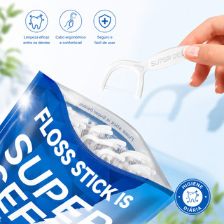 50/100/200un Fio Dental Floss Pick Higiene Bucal com Haste Rígida para Limpeza de Aparelho