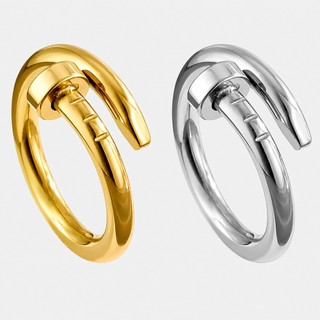 Anel Masculi e Feminino Luxo Prego Prata ou Dourado Liso em Aço Inox