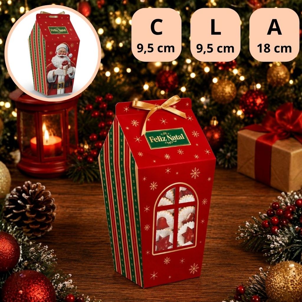 10 CAIXA LEMBRANCINHA C/ VISOR JANELA 9X9X18 6178 ( NATAL IDEIA 2026 ) — imagem 2 de 2