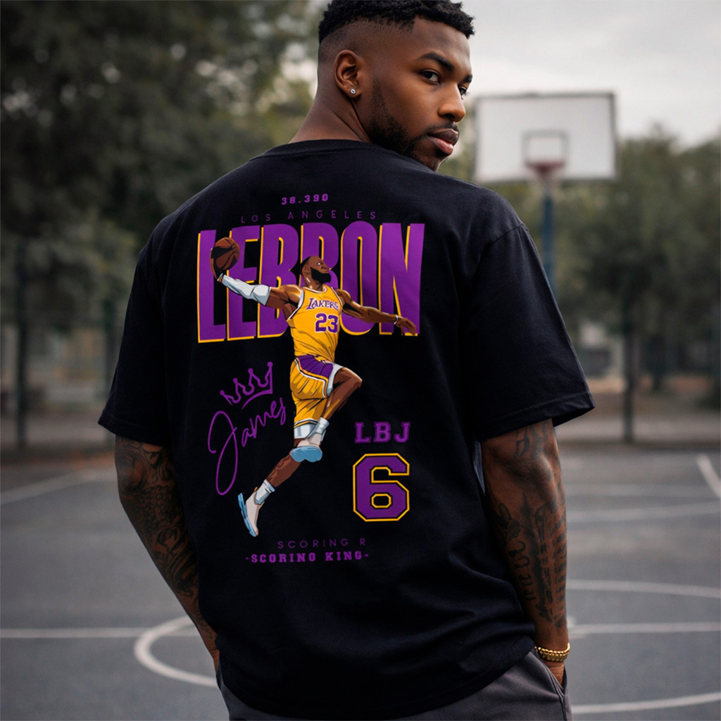 Camiseta Masculina Basquete Streetwear NBA Lebron Lakers Estampada Versátil-Confortável-Esporte