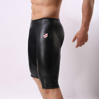 BRAVE PESSOA Calça média masculina em relevo couro sintético costura poliéster sedoso Boxer esportivo doméstico BP2242