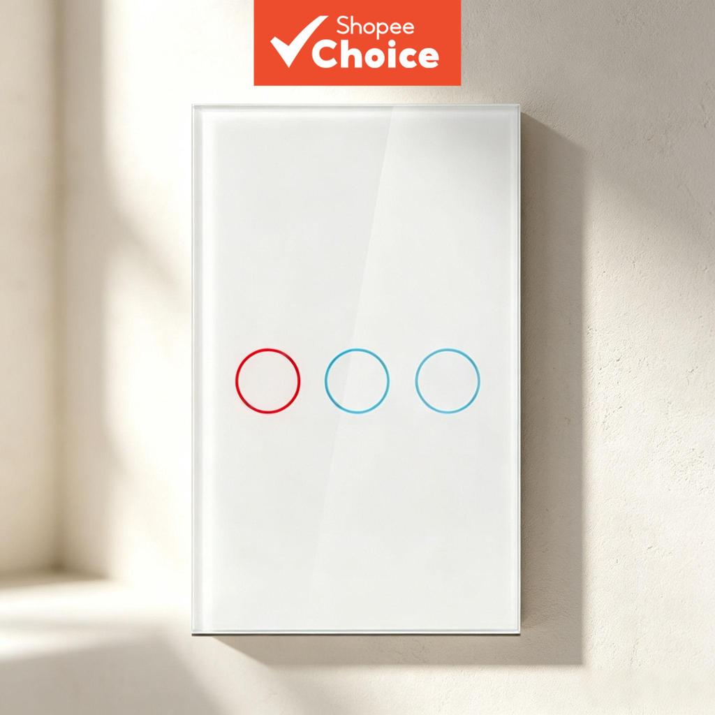 Interruptor de Luz LED Painel de Toque AXUS AC100-240V 1/2/3 Gangues Vidro Temperado Cristal Preto Branco