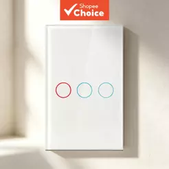 Interruptor de Luz LED Painel de Toque AXUS AC100-240V 1/2/3 Gangues Vidro Temperado Cristal Preto Branco